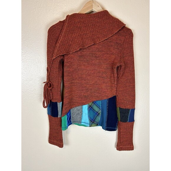 Myco Anna S Sweater Pullover Wool Boho Hippie Patchwork Retro Gypsy Cowl Neck - Picture 2 of 4